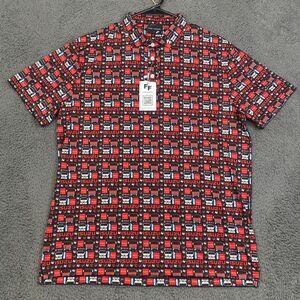 Fore Fathers ISUZU Men's Size L All Over Print Stretch Golf Polo Shirt